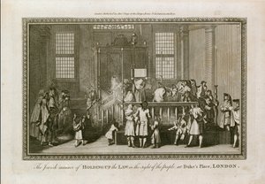 Il modo ebraico di esporre la Legge alla vista del popolo a Dukes Place, Londra da English School