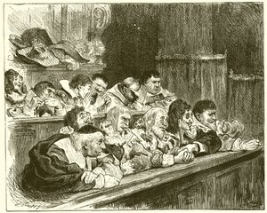 La giuria. Signor Cieco, Signor Malizia, Signor Amore Lussuria, Signor Vivere Sciolto, Signor Testardo, Signor Altezzoso, Signor Inimicizia, Signor Bugiardo, Signor Crudeltà, Signor Odio Luce, Signor Implacabile da English School
