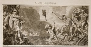 Lo sbarco di Giulio Cesare, illustrazione da La storia d
