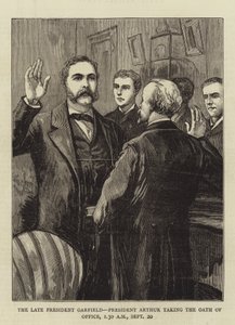 Il defunto Presidente Garfield, il Presidente Arthur che presta giuramento da English School