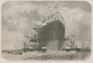 Il Leviathan rimorchiato al suo ormeggio al largo di Deptford da English School