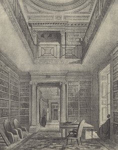 La biblioteca, 1844 (incisione) da English School