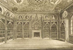 La Biblioteca, incisa da Godfrey, da Descrizione di Strawberry Hill di Horace Walpole, 1784 da English School