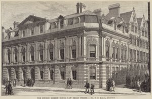 La Casa della Missione di Londra, New Broad Street (incisione) da English School