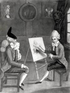 Il Pittore Maccherone, o Billy Dimple che si prepara per il suo Ritratto, pubblicato da Bowles e Carver, 1772 da English School