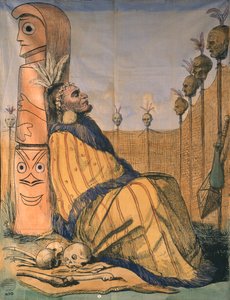 Il capo Maori, 1850 circa (inchiostro e lavaggi su tela) da English School