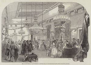 Il ballo in costume della Marchesa di Londonderry, a Holdernesse House, la galleria delle sculture (incisione)