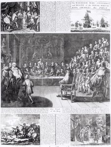 Il matrimonio, le guerre, le sofferenze e la morte del martire reale, re Carlo I, stampato da Henry Overton e J. Hoole da English School