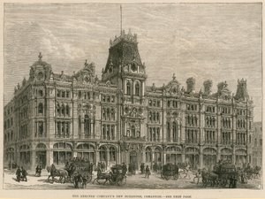I nuovi edifici della Mercers Company, Cheapside, Londra da English School
