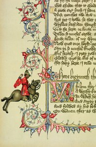 Il Mercante, dettaglio facsimile da I racconti di Canterbury, di Geoffrey Chaucer (c.1342-1400) da English School
