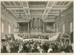 I Drapers Metropolitani che si incontrano a Exeter Hall, Londra da English School
