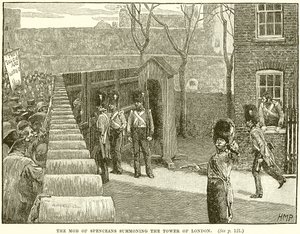 La folla degli Spenceani che convoca la Torre di Londra da English School