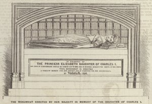 Il Monumento eretto da Sua Maestà in memoria della figlia di Carlo I (incisione) da English School