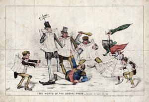 Il Motto della Stampa Liberale, che mostra Napoleone III assalito dalla stampa britannica