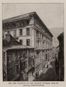 I nuovi edifici della Banca Imperiale Ottomana a Galata, Costantinopoli (incisione) da English School