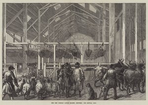 Il nuovo mercato del bestiame estero, Deptford, il capannone centrale (incisione) da English School