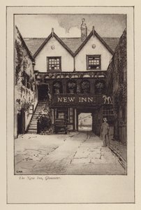 Il New Inn, Gloucester (litografia) da English School