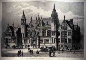 I nuovi tribunali di Birmingham, la cui pietra angolare è stata posata dalla Regina, da The Illustrated London News, 26 marzo 1887 da English School