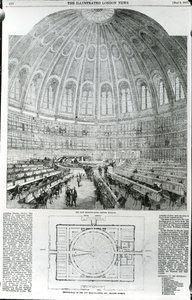 La nuova sala di lettura, British Museum, pubblicata in The Illustrated London News, 9 maggio 1857 da English School