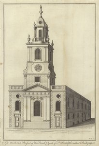 Prospetto nord-est della Chiesa parrocchiale di St Botolph senza Bishopsgate, Londra