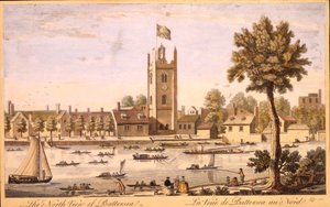 Vista nord di Battersea c.1744 da English School
