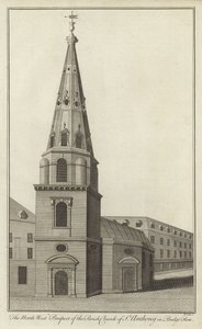 Prospetto nord-ovest della Chiesa parrocchiale di St Anthony in Budge Row, Londra