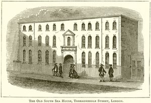 La vecchia casa del Mare del Sud, Threadneedle Street, Londra da English School