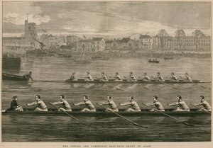 La gara di canottaggio Oxford e Cambridge - pronti a partire da English School