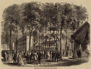 La mostra di pollame di Parigi, negli Champs Elysees (incisione) da English School