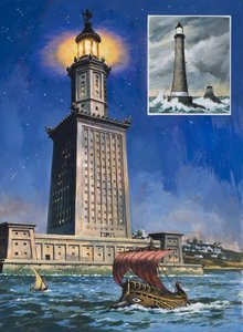 Il Pharos di Alessandria (guazzo su carta)