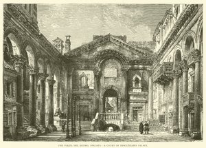 Piazza del Duomo, Spalato, una corte del Palazzo di Diocleziano (incisione)