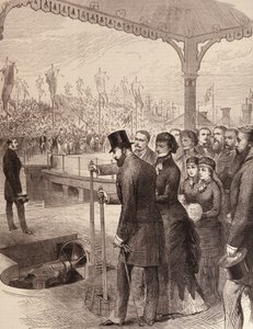 Il Principe di Galles inaugura i nuovi North Docks a Liverpool, da The Illustrated London News, 17 settembre 1881 da English School