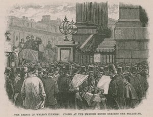 Malattia del Principe di Galles: Folla alla Mansion House che legge i bollettini da English School
