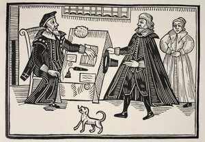 Il Proctor e il Parator, frontespizio di un trattato sugli abusi e le esorbitanze delle Corti Spirituali, 1641 da English School