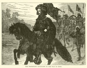 La Cavalcata Protestante in Cammino verso Berna (incisione) da English School