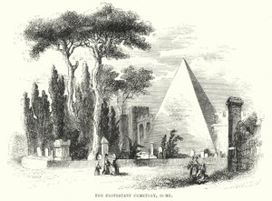Il cimitero protestante, Roma (incisione) da English School