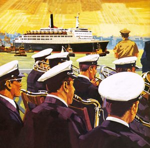 La QE2 che arriva nel porto di New York sull