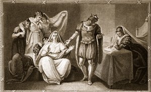 La regina vedova si mette sotto la protezione di Riccardo III con le sue figlie, illustrazione da La storia d