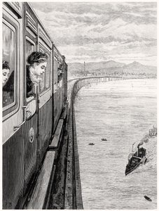 Il ritorno della regina dalle Highlands; Sua Maestà attraversa il Tay Bridge, Dundee da English School