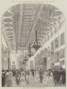 Il ballo di stato della Regina, la galleria dei quadri a Buckingham Palace, l