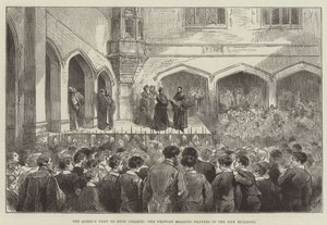 La visita della regina al Eton College, il prevosto che legge le preghiere nel nuovo edificio da English School
