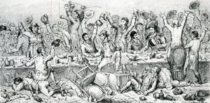 Il pranzo dei riformatori, illustrazione tratta dal Satirist, 1809 da English School