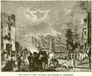 I disordini del 1780; Saccheggio delle case dei cattolici da English School