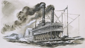 Il Robert E Lee guida il Natchez nella loro famosa corsa sul fiume Mississippi da English School