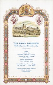 Il Pranzo Reale, mercoledì 22 novembre 1899, menù