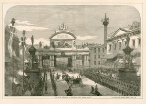 La processione reale al Grand Arch, London Bridge da English School
