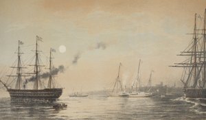 Lo Yacht Reale al largo di Margate la sera del 5 marzo 1863, da A Memorial of the Marriage of Edward VII and Alexandra of Denmark, pub. 1864 da English School