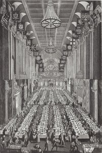 Il banchetto reale alla Guildhall il 9 novembre 1837 da English School