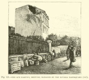 La Rue Partono, Mentone, danneggiata dal terremoto della Riviera, 1887