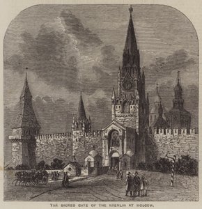 La Porta Sacra del Cremlino a Mosca (incisione) da English School